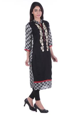 Geroo Jaipur Black printed cotton kurtas-and-kurtis 2