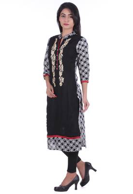Geroo Jaipur Black printed cotton kurtas-and-kurtis 3