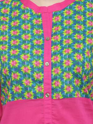   Pink Hand Embroidered Straight Cotton Kurta 5