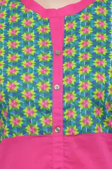   Pink Hand Embroidered Straight Cotton Kurta