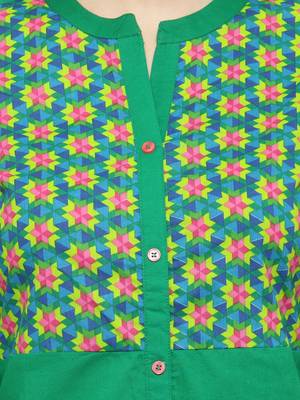   Green Hand Embroidered Straight Cotton Kurta 5