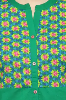   Green Hand Embroidered Straight Cotton Kurta