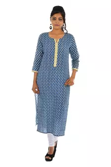 Geroo Jaipur Blue printed cotton kurtas-and-kurtis