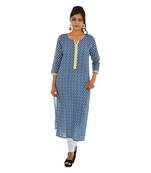 Geroo Jaipur Blue printed cotton kurtas-and-kurtis