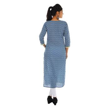   Blue printed cotton kurtas and kurtis 2