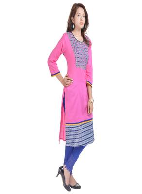   Pink printed cotton kurtas and kurtis 2