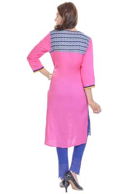   Pink printed cotton kurtas and kurtis 3