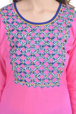   Pink printed cotton kurtas and kurtis 5