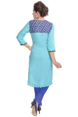 Blue printed cotton kurtas-and-kurtis 2