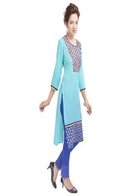 Blue printed cotton kurtas-and-kurtis 3