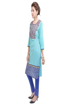 Blue printed cotton kurtas-and-kurtis 4