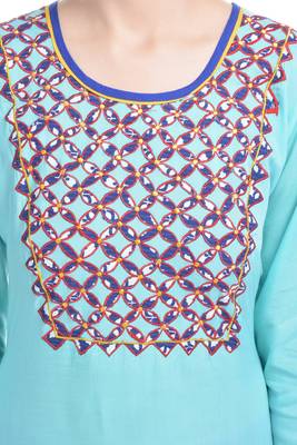 Blue printed cotton kurtas-and-kurtis 5