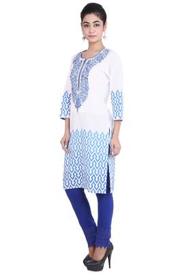   White embroidered cotton kurtas and kurtis 2