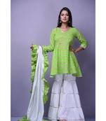 Green leheriya Peplum set
