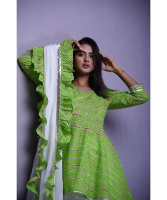 Green leheriya Peplum set 2