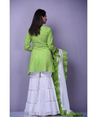 Green leheriya Peplum set 3
