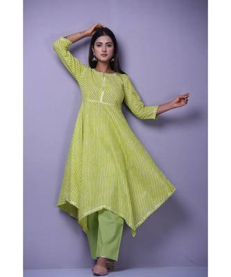 Mehendi Green leheriya Suit Set 2