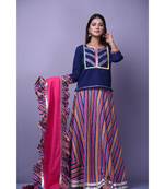 Navy Blue Top Skirt Set