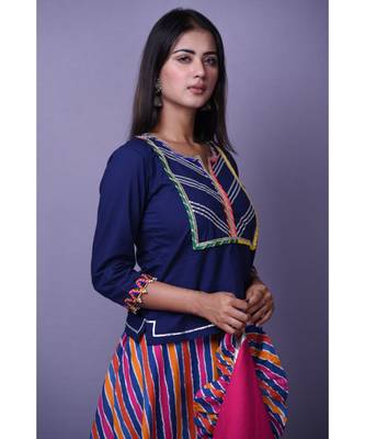Navy Blue Top Skirt Set 3