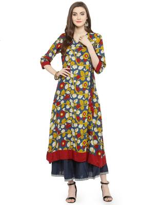 Blue printed rayon kurtas-and-kurtis 1
