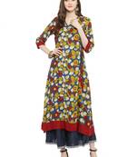 Blue printed rayon kurtas-and-kurtis