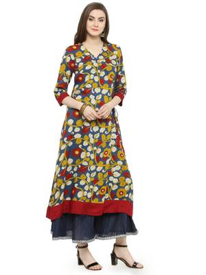 Blue printed rayon kurtas-and-kurtis 2