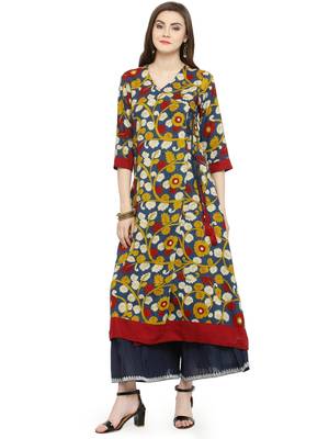 Blue printed rayon kurtas-and-kurtis 3
