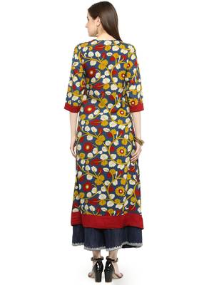 Blue printed rayon kurtas-and-kurtis 4