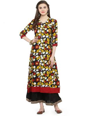   Black printed rayon kurtas and kurtis 1