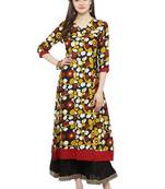 Geroo Jaipur Black printed rayon kurtas-and-kurtis
