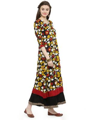   Black printed rayon kurtas and kurtis 2
