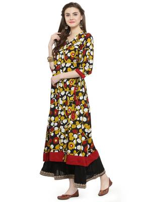   Black printed rayon kurtas and kurtis 3