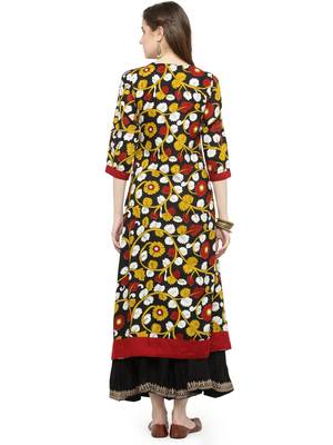   Black printed rayon kurtas and kurtis 4