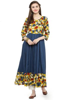   Blue printed rayon kurtas and kurtis 1