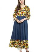 Geroo Jaipur Blue printed rayon kurtas-and-kurtis