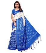 Blue printed khadi saree with blouse
