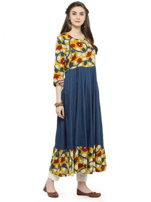   Blue printed rayon kurtas and kurtis 2