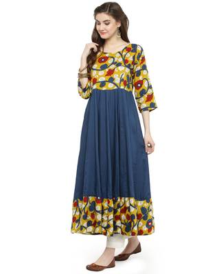  Blue printed rayon kurtas and kurtis 3