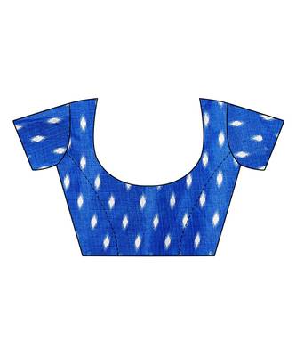 Blue printed khadi saree with blouse 5