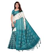 green printed khadi saree with blouse