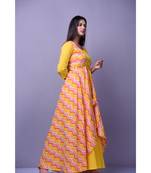 Yellow Leheriya Dress with Cape