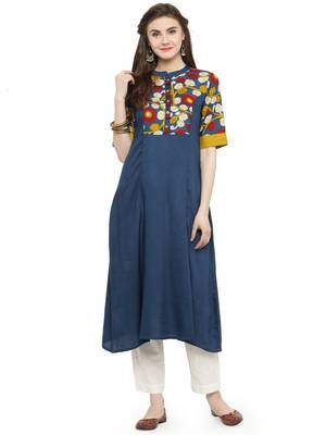 Blue printed rayon kurtas-and-kurtis 1