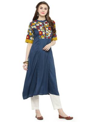 Blue printed rayon kurtas-and-kurtis 2