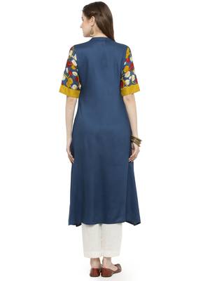 Blue printed rayon kurtas-and-kurtis 4