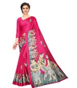Pink printed khadi saree with blouse