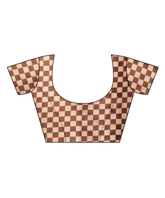 brown printed khadi saree with blouse 5