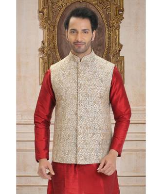 white embroidered jacquard nehru jacket 1