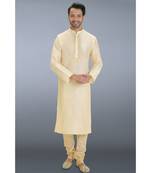 beige woven dupion kurta pajama