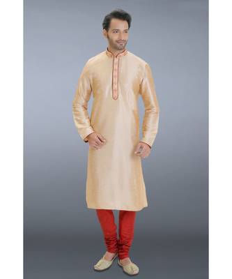 brown woven dupion silk kurta pajama 1
