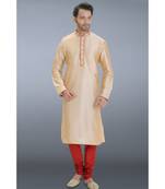 brown woven dupion silk kurta pajama